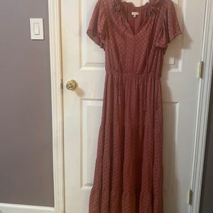 Max Studio Tiered Ruffle Maxi Dress Mauve